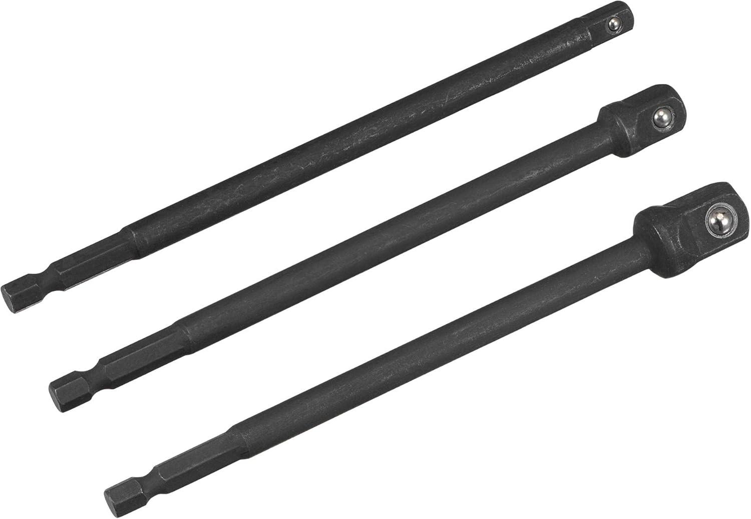 uxcell Impact Grade Socket Adapter Set 3" Extension Bit 1/4" Hex Shank 1/4", 3/8" and 1/2" Drive for Turns Power Drill Into High Driver