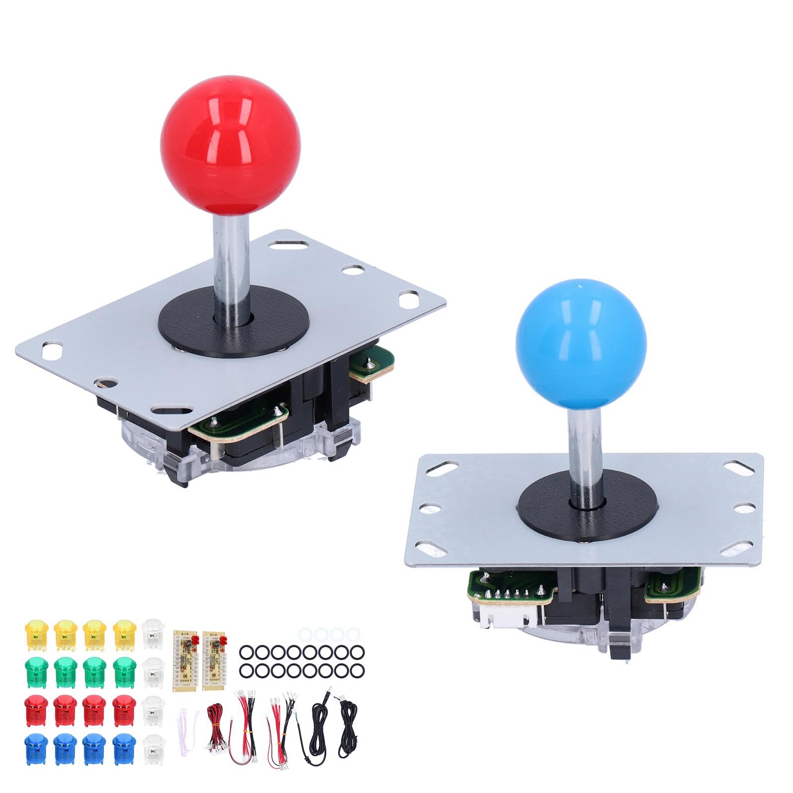aqxreight Kit de DIY Codificador USB Retardo 5 Pines Joystick de 8 Vías Botones LED para Juegos PC Consola Multijugador 1M Clics