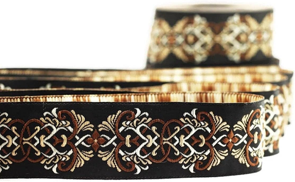 10.9 Yards 1.37 inch Celtic Knot Brown Jacquard Ribbon Trim Embroidered Sewing Band Woven Border 35976