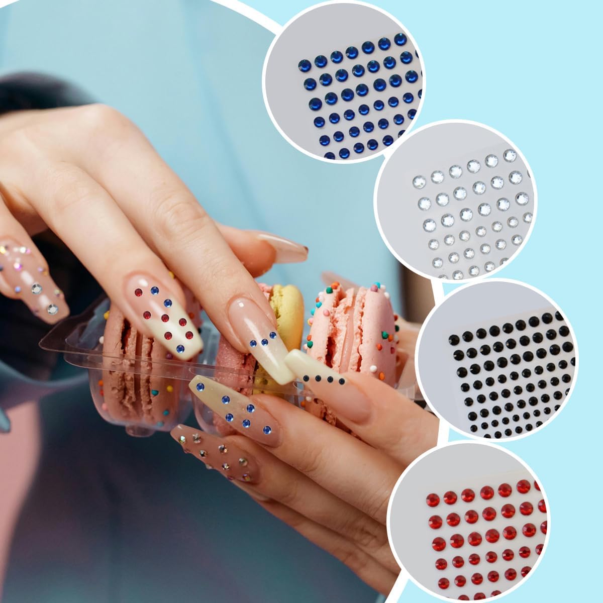 5 Sheets Self Adhesive Pearl Stickers, Flat Back Pearls Sticker, 4 Size Self Adhesive Rhinestone Gem Stickers for DIY Crafts Craft Card Decorations Nail Art Beauty Makeup (Red) - Image 5