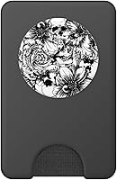 Vista 8 de PopSockets de calaveras florales en blanco y negro intercambiable PopGrip