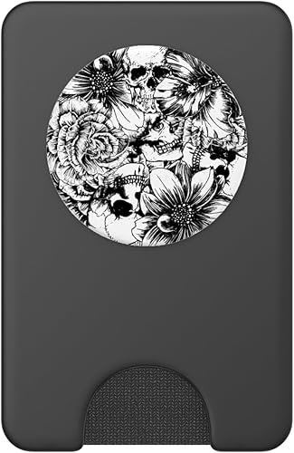 Miniatura 8 de PopSockets de calaveras florales en blanco y negro intercambiable PopGrip