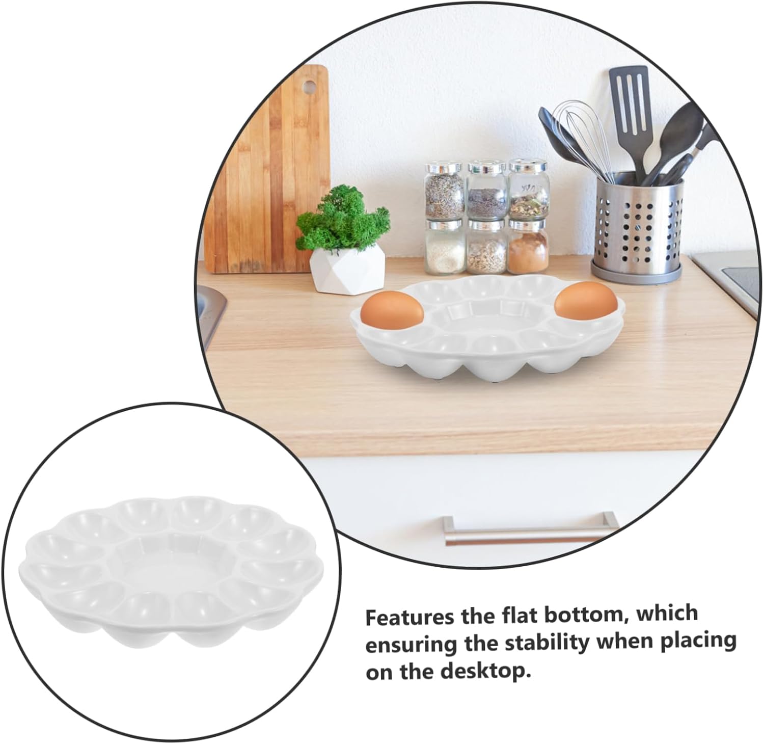 Serving Platter Ceramic Dish for Deviled Eggs and Appetizers for Home and Restaurant Use and Reusable for Parties and Events