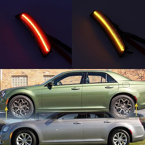 Miniatura 6 de NSLUMO Luces LED de marcador lateral para Chrys'ler 300 2015 2016 2017 2018 2019 2020 2021 2022 2023 lente ahumada ámbar rojo kit de luces