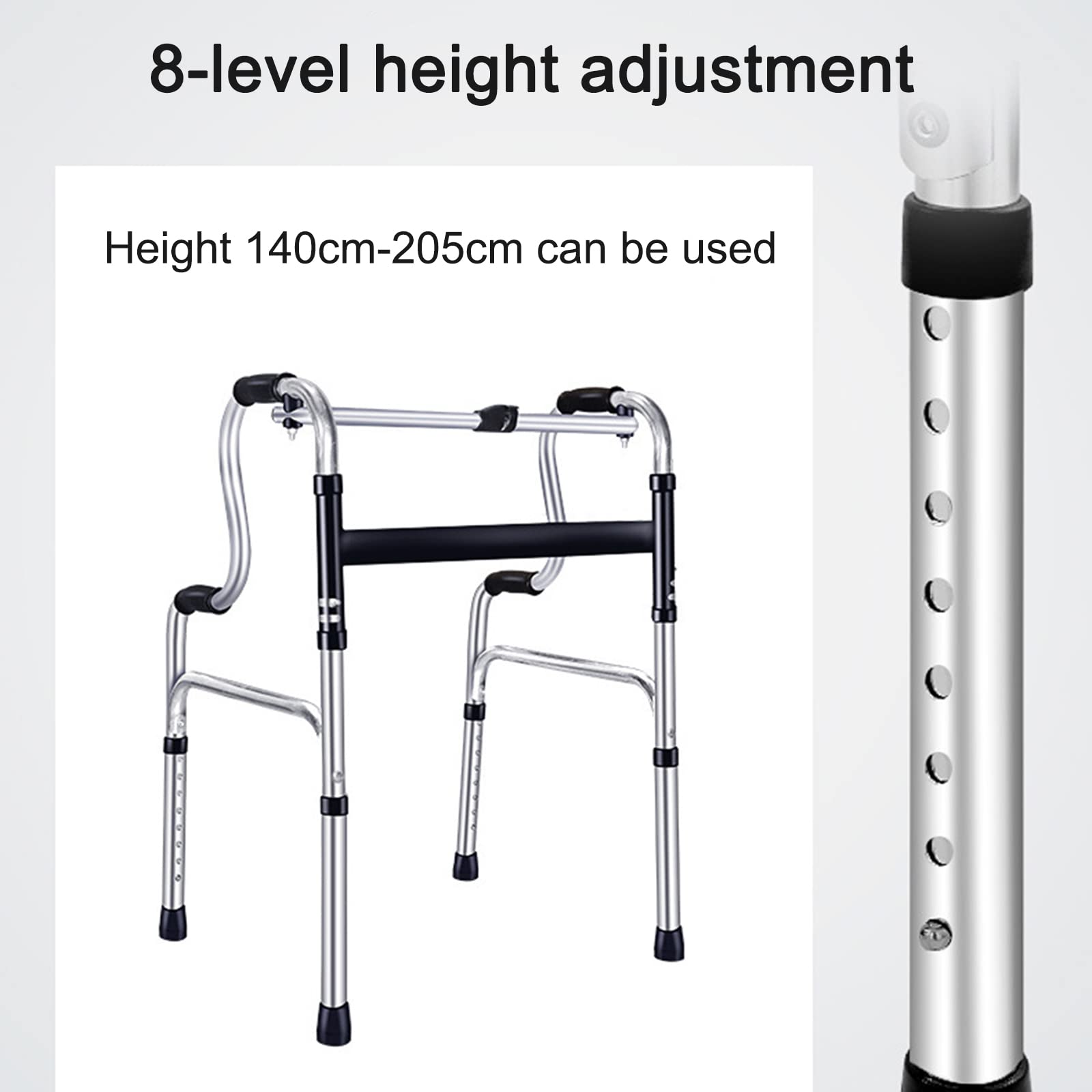 Andador Ligero sin Ruedas, Andador Plegable para Adultos Mayores, Altura Ajustable, portátil, Ayuda para Subir escalones