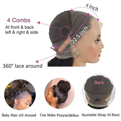 Miniatura 3 de Umeiw Pelucas de cabello humano ondulado 360 con encaje frontal HD, predepiladas, densidad del 150%, pelucas de encaje frontal HD para mujeres