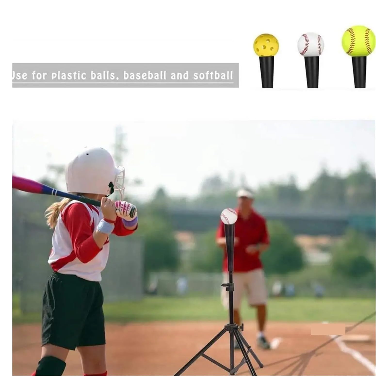 Béisbol Batting Tea de Golpe Trípode tee de bateo béisbol y sóftbol, ​​tee Goma Ajustable, trípode Entrenamiento, Equipo práctica