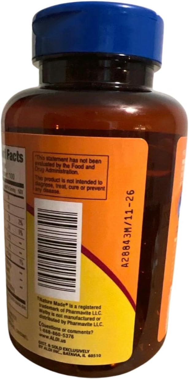 Generic Omega-3 Fatty Acids Fish Oil Concentrate, 1200mg, 100 Softgels, Promotes Healthy Heart, Purified to Eliminate Mercury, Dietary Supplement, Yellow