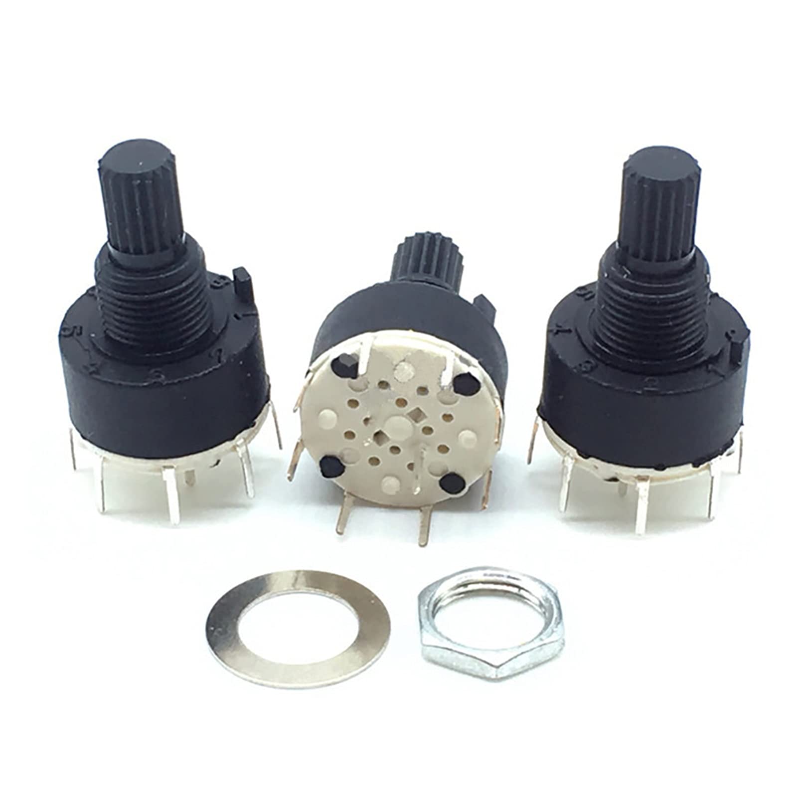 AQHYEBNSR Rotary Encoder 2 Pole 3/4 Position SR16 16mm Plastic Band Switch DC60V 0.3A 15MM Flower Axis Round(2 pole 4 position)