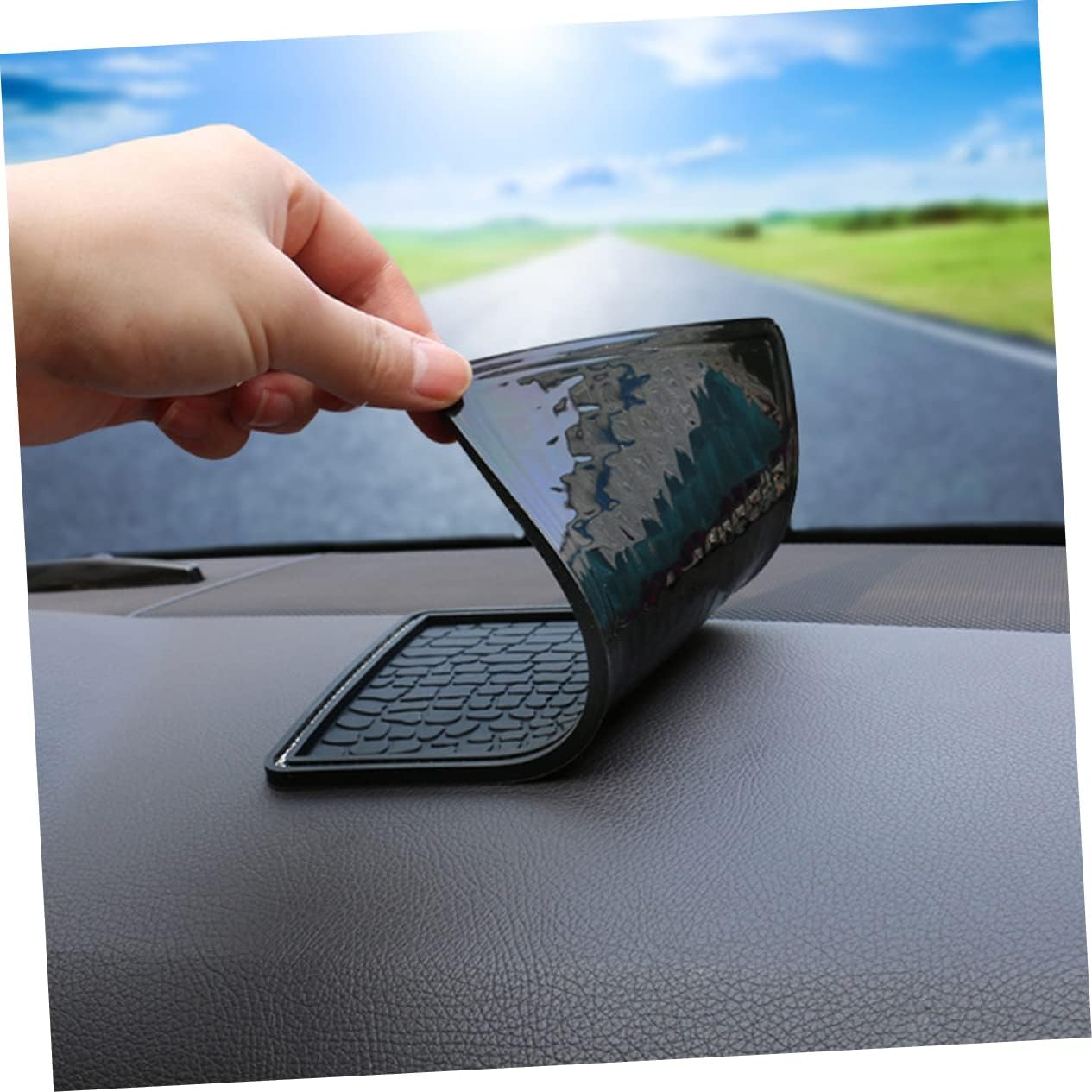 PRETYZOOM Non-Slip Dashboard Phone Pad with Rhinestones Multifunctional Grip Mat for Car Accessories High-Temperature Resistant Washable Cell Phone Holder Stylish Design for Sunglasses Keys