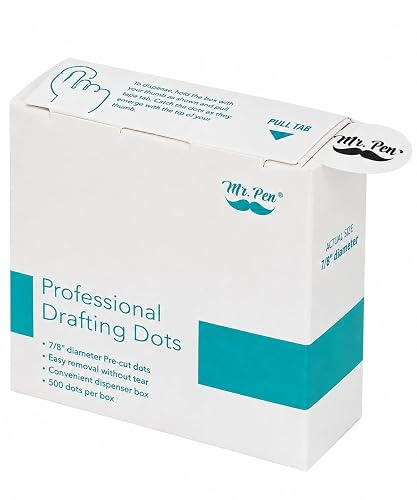Mr. Pen- Professional Drafting Dots, 7/8” Diameter, 500 Pieces | Easy Removal, Pre-Cut Drafting Art Tape, Artist Masking Tape, Architectural Supplies, Stationary for Art and Drawing Paper