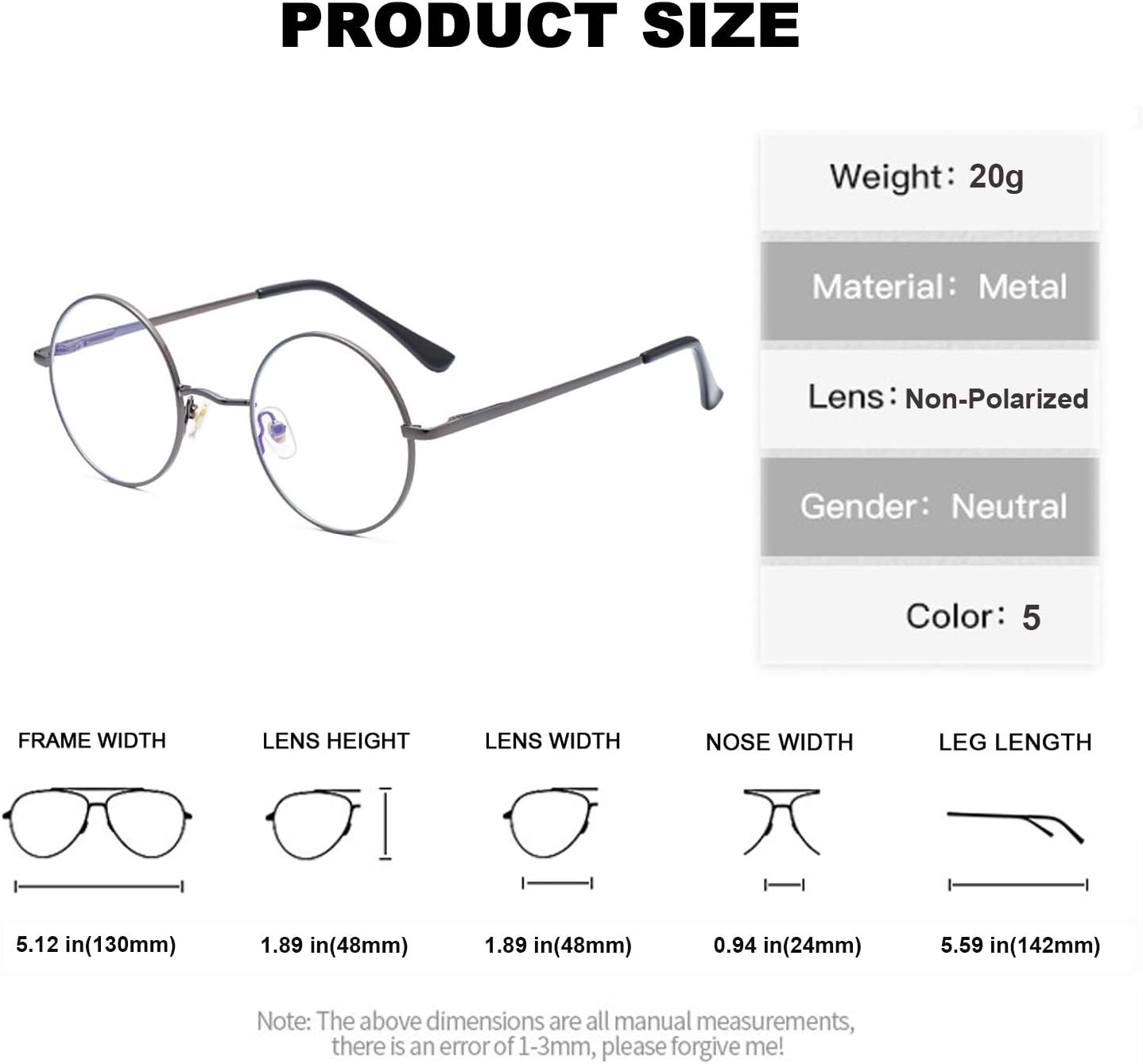 EYLRIM Round Blue Light Blocking Glasses for Women Men Circle Clear Lens Metal Frame Eyeglasses Non Prescription - Image 7
