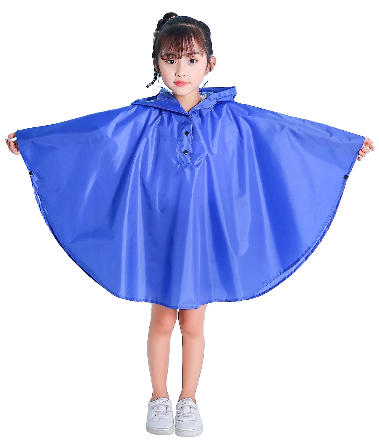 Kids Rain Poncho Hooded Waterproof Raincoat for Boys Girls