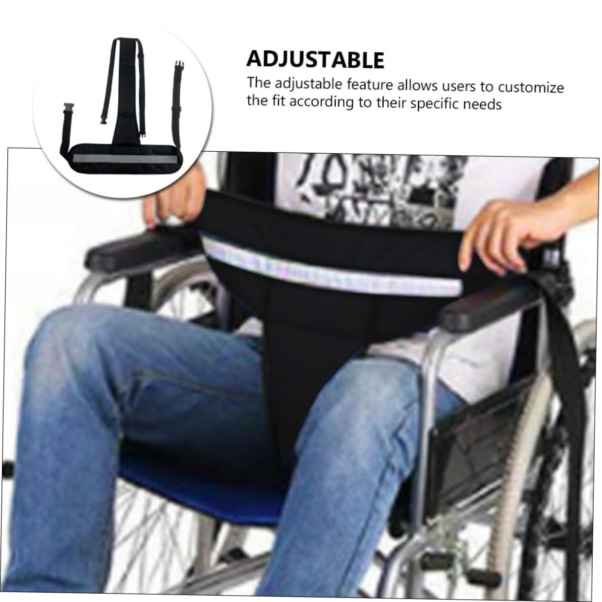 FOMIYES Patients Band Wheelchairs Breathable Elastic Adjustable Strap Adjustable Patients Strap Polyamide Fiber