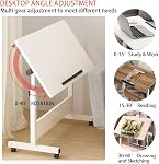 Small Standing Desk with Wheels, Height Adjustable Mobile Computer Table, Foldable Sit Stand Desk for Home Office, Portable Rolling Laptop Cart for Small Spaces, Study Workstation