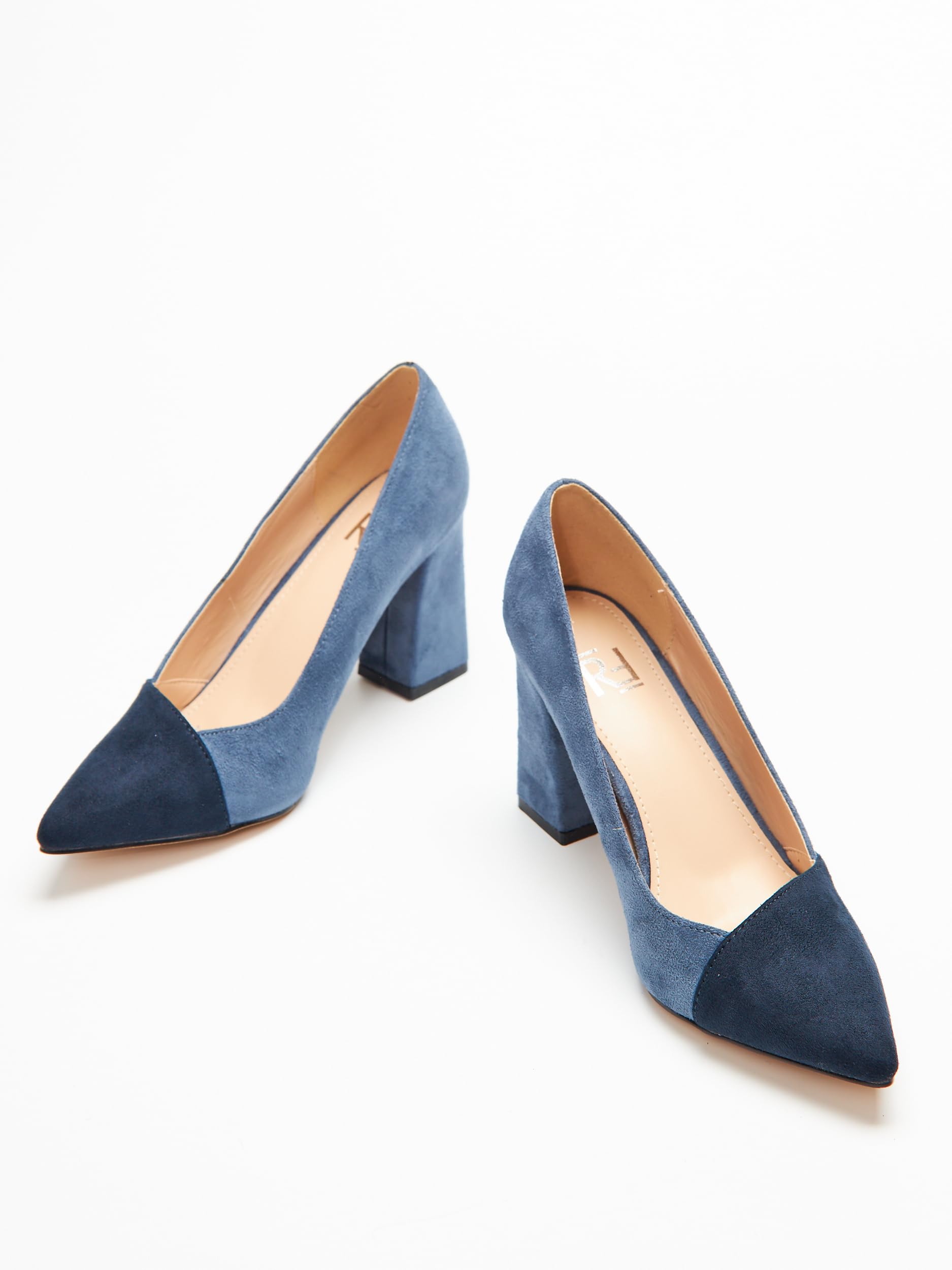Scarpe con Tacco, Decollete con Tacco a Blocco, Blu/Navy, 8.5 cm, Сamoscio Sintetico, High Heels, 7041 (Navy MF, 35 EU)