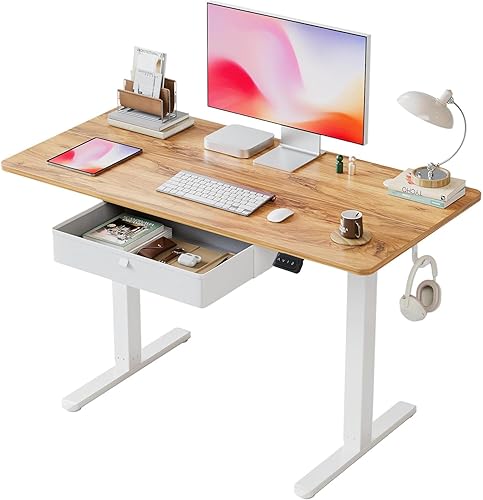 BANTI Escritorio eléctrico de pie con cajón, altura ajustable de 40 x 24 pulgadas, escritorio de pie para oficina en casa, estación de trabajo,