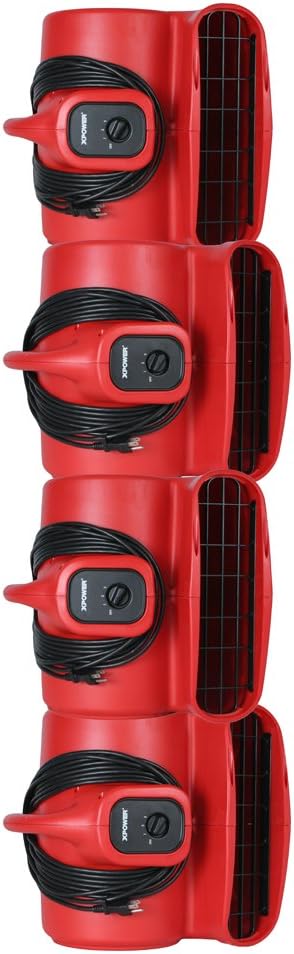 Multiple XPOWER X-600A air movers stacked for storage