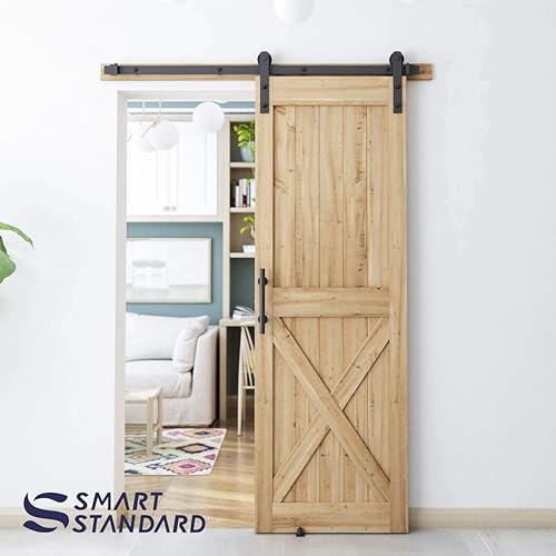 Vista 57 de SMARTSTANDARD Kit de herrajes para puerta corrediza de granero resistente de 7.5 pies, color negro