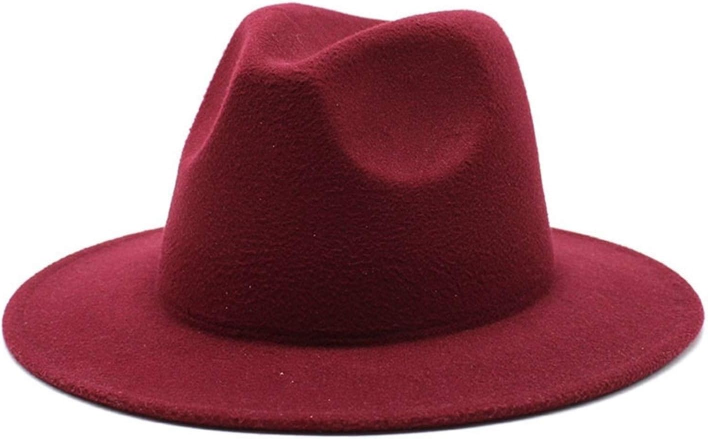 KJACR All-Match Wide Brim Fedora Hat for Women Solid Color Felt Hat for Men Autumn Winter Jazz Cap 56-61cm (Color : Yellow, Size : M 56 58cm)