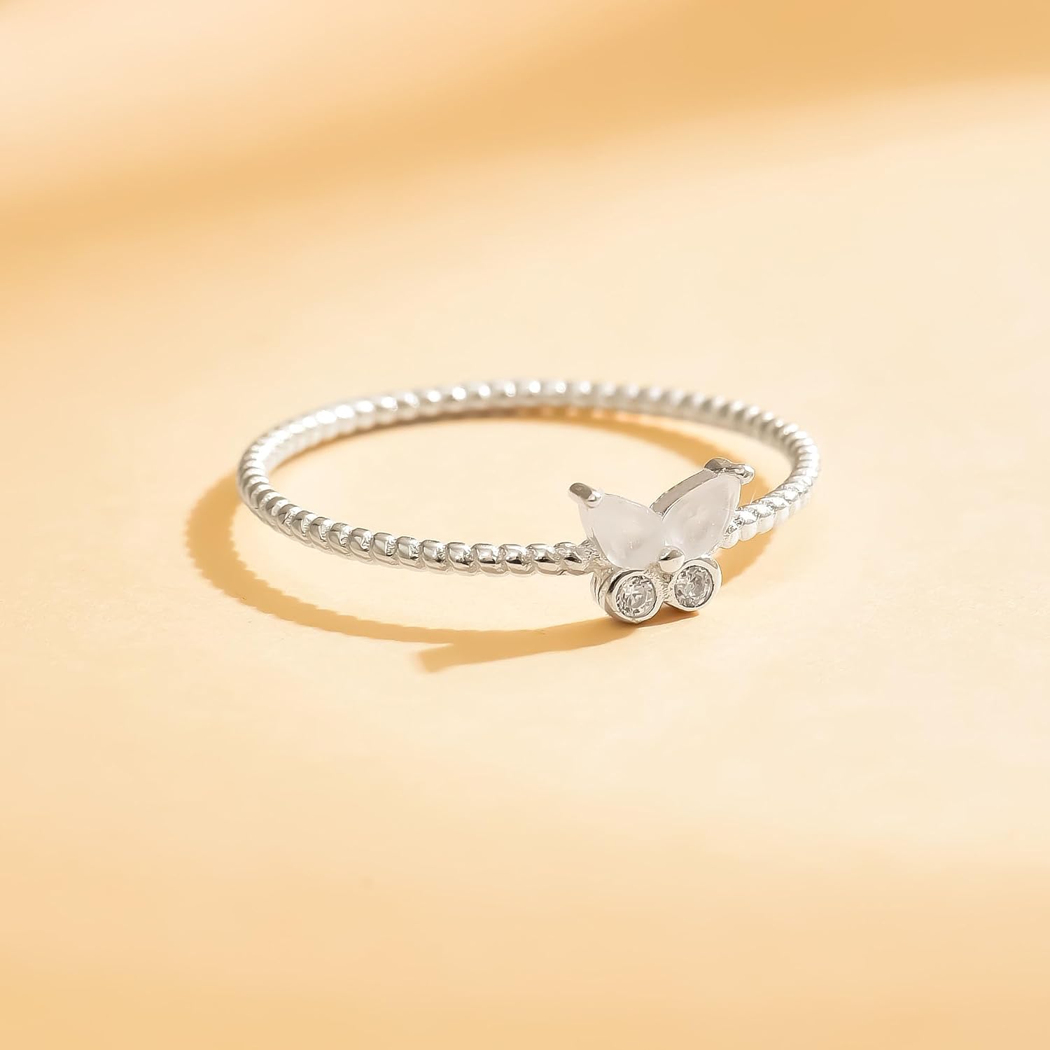 Butterfly Rings for Women 925 Sterling Silver Crystal Cubic Zirconia Ring Butterfly Rope Rings Stackable Promise Trendy Rings for Mother Daughter Birthday Wedding Graduation Jewelry Gifts