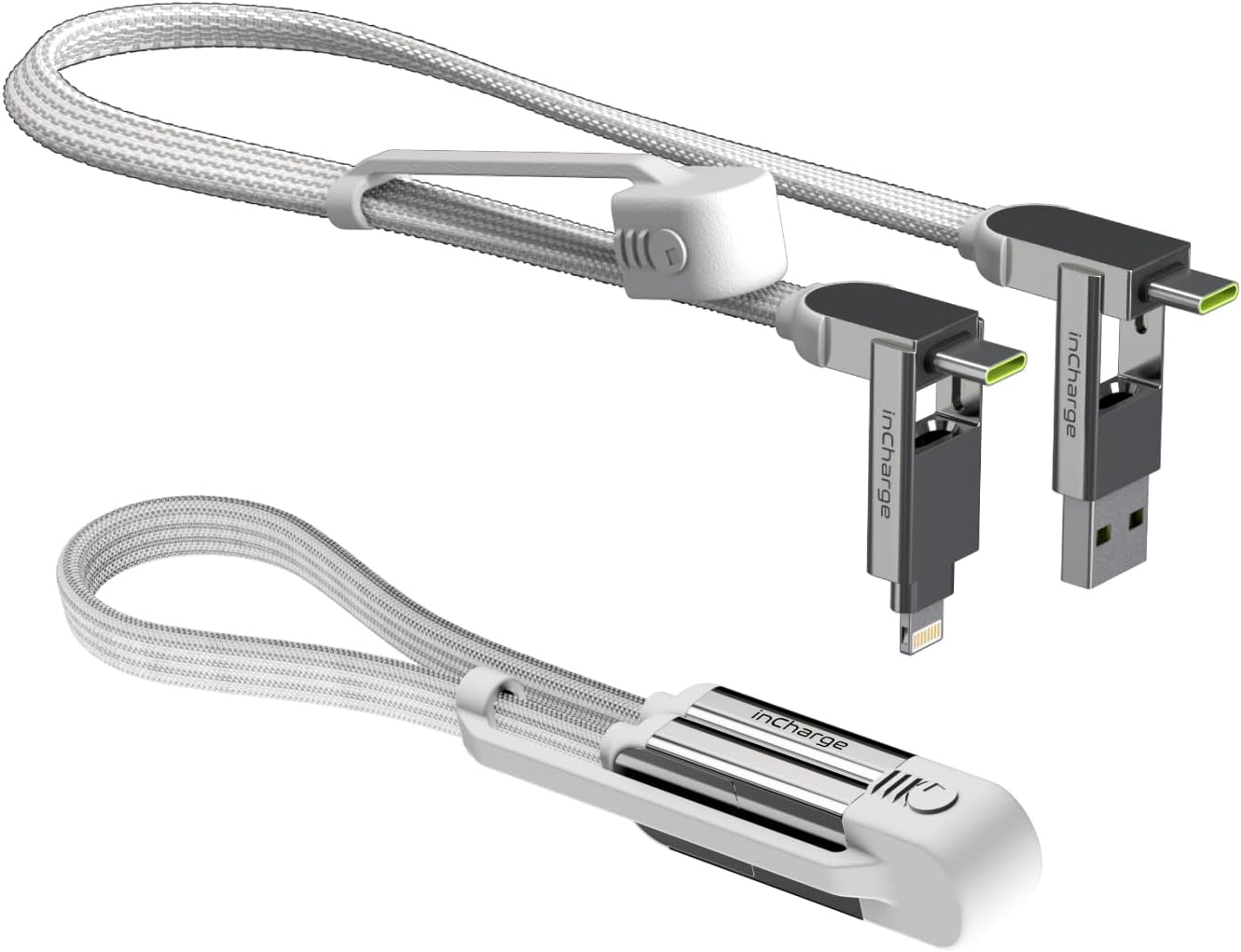 Rolling Square 【Official】inCharge XL 30cm Charging Cable, Multi USB Cable, 6-in-1, 100W Super Fast Charging, Smartphone, Tablet, Laptop USB-C Lightning MicroUSB Data Transfer, 30cm, High Durability