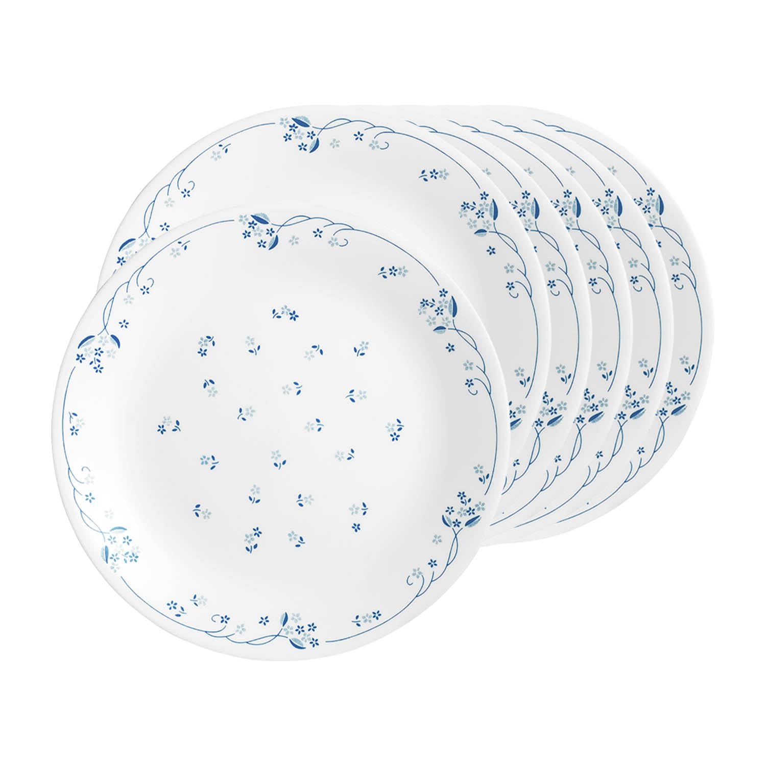 Corelle Provincial Blue Glass Dinner Plate Pack of 6, 26CM, Multicolor