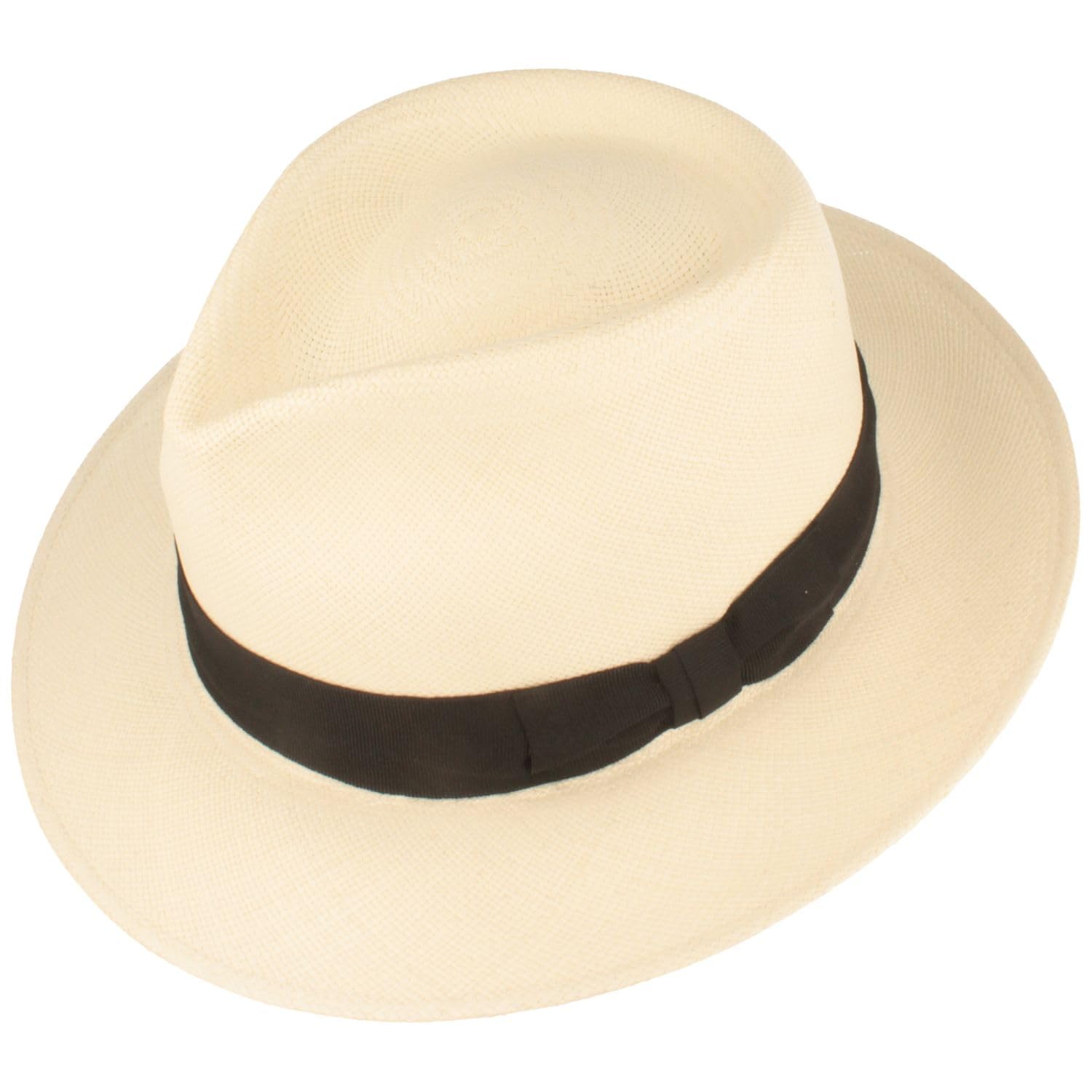 Breiter Sombrero panamá Bogart extrafino de Ecuador, sombrero de paja de verano, sombrero tradicional trenzado a mano, antirotura, color blanco, L