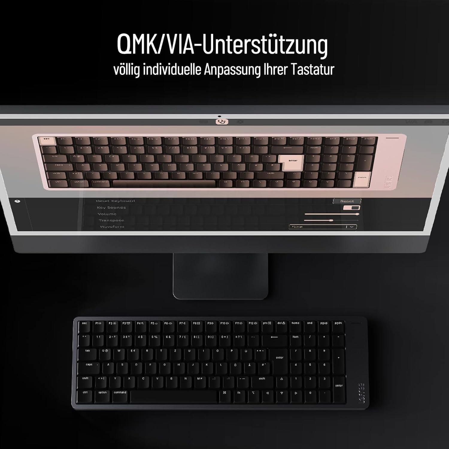 LOFREE Flow2 Low-Profile Mechanik-Tastatur(Deutsches Layout) - Aluminiumlegierung mit Surfer Lineare-Schalter Aufladbare kabellose Tastatur mit 3 Verbindungsmodi - Für Win&Mac (Silber, 100)