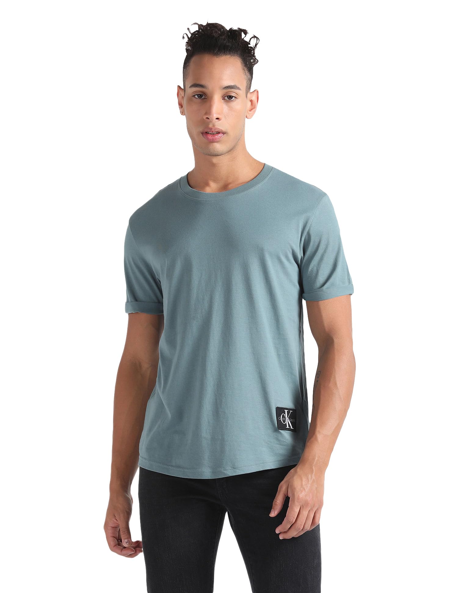 Badge Turn Up Sleeve T-shirt Erkek