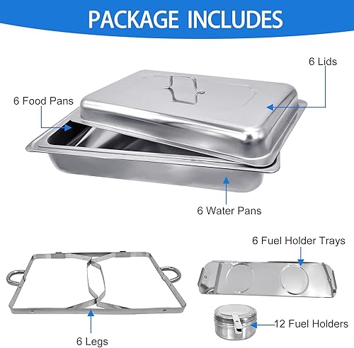 Miniatura 4 de Jacgood Juego de Platos Calentadores Buffet Set 6 Piezas 8QT Acero Inoxidable Calentador de Alimentos Chafer Juego Completo con Bandeja de Agua,
