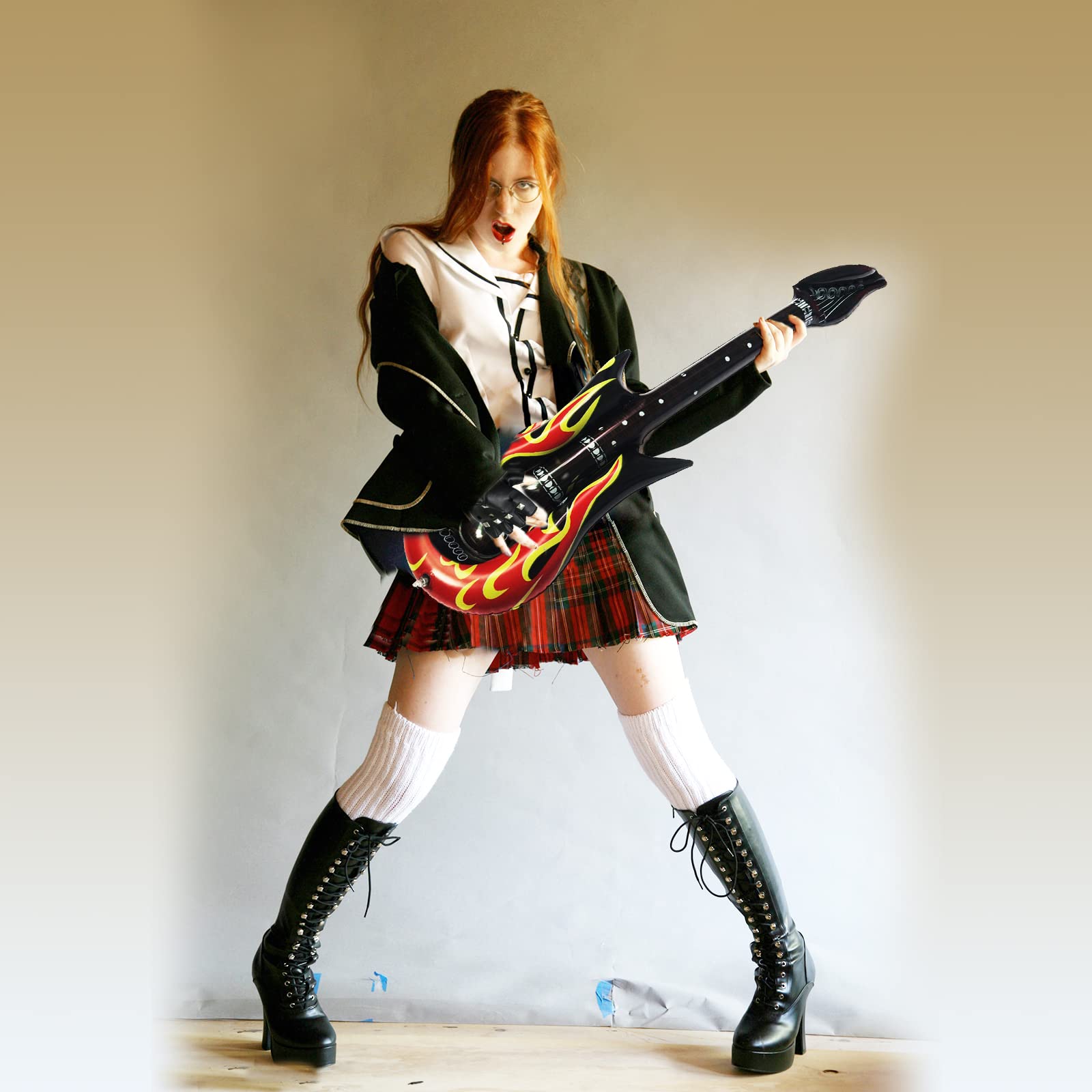 10 Accessoires Gonflables Guitare Et Micro - Décoration Fête Rock | PVC Safe | Pour Soirées à Thème