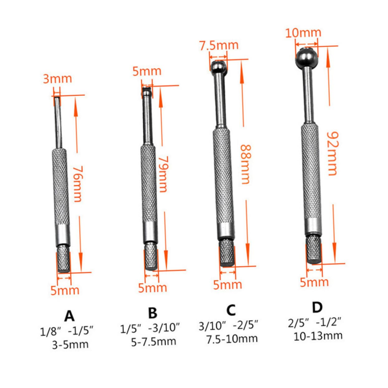 4pcs Small Hole Gauge Set Telescoping Bore Gauge for Precise Measurement of Inner Diameters Range for Professionals and Hobbyists
