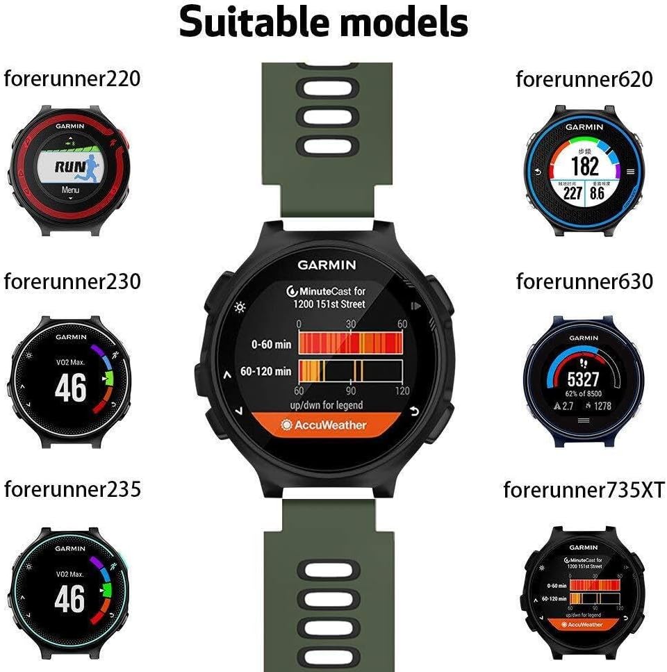For Forerunner 235 Watch Bands Black Buckle Sport Silicone Watch Strap Replacement for Forerunner 230/220/235/620/630/735XT and Approach S20/S5/S6 Smart watch band