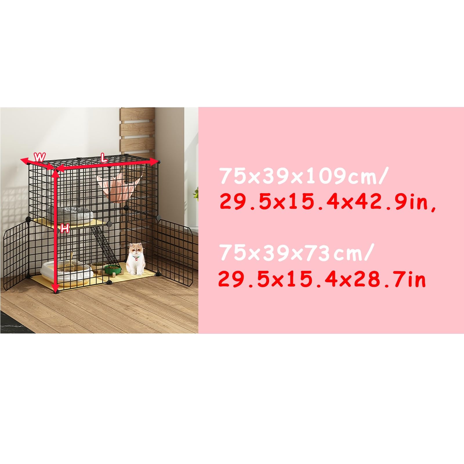 Gabbia per gatti da interno, recinto per gatti in metallo, versatile trasportino per piccoli animali, ideale per gatti, furetti e altri animali domestici, grande area di allenamento per animali