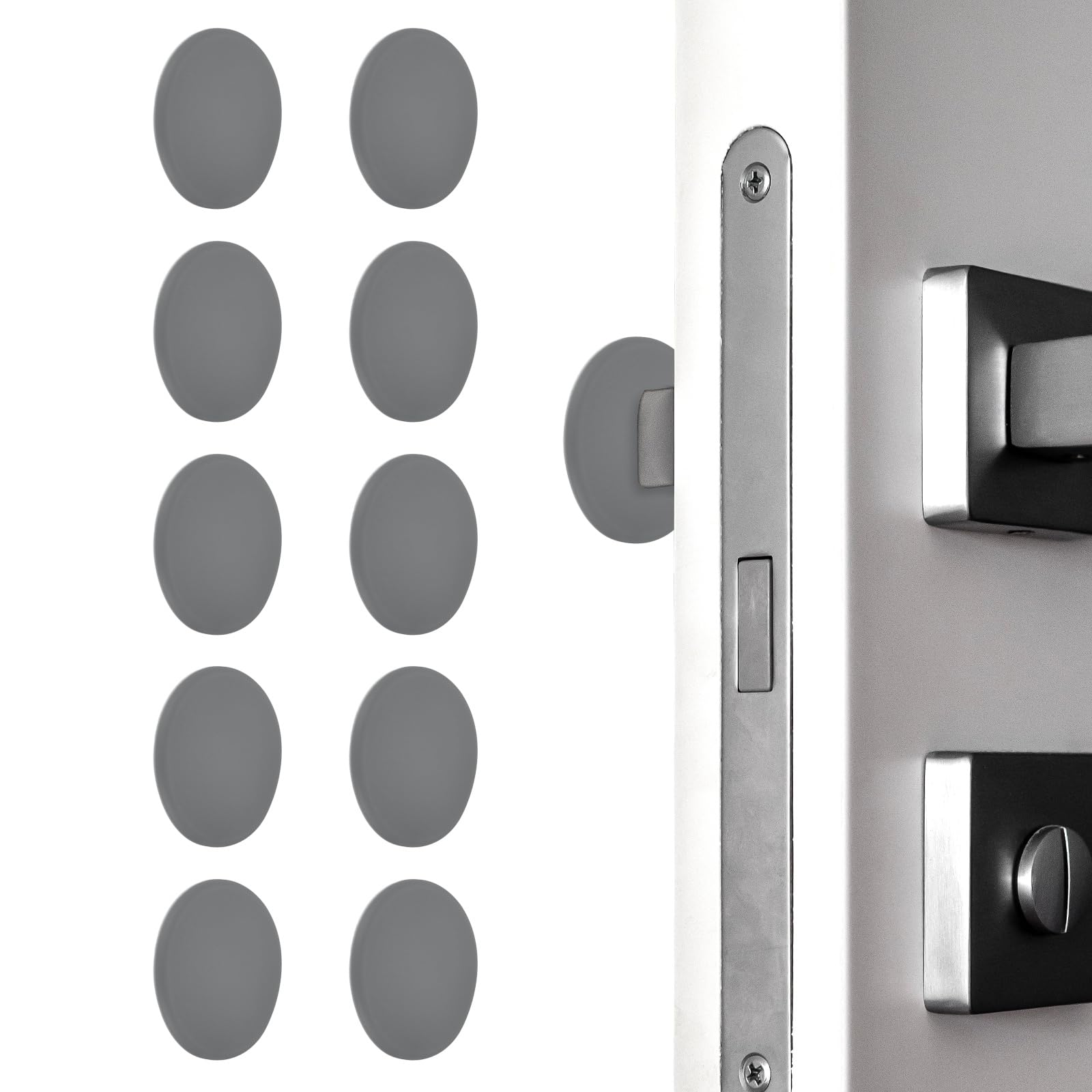 PATIKIL 10Pcs Door Knob Wall Protector,3.1"/80mm,Grey(0.3" Thickness)