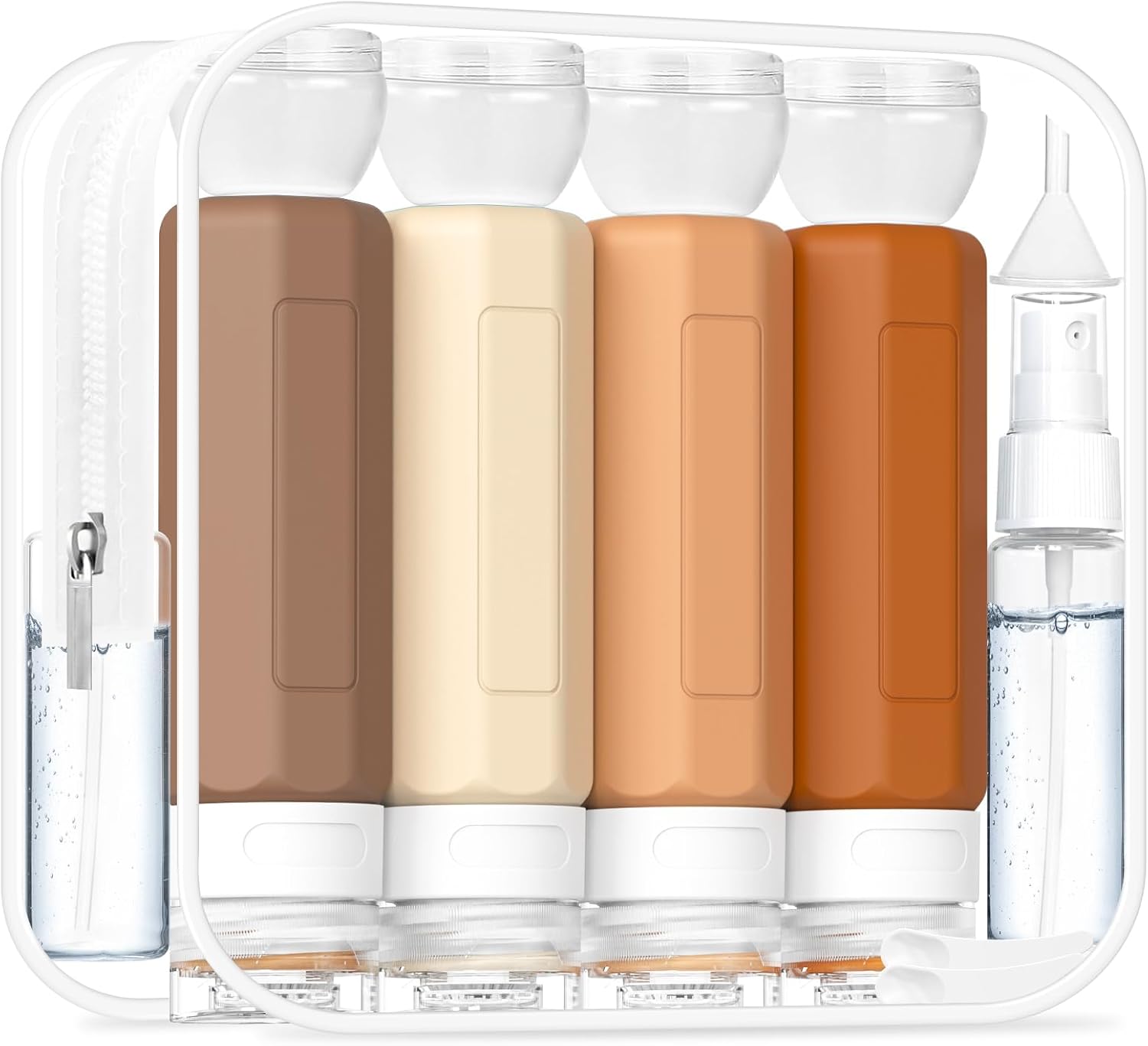 Redfly 17PCS Travel Bottles for Toiletries, TSA Approved Travel Size Containers, Leak Proof Travel Containers for Toiletries, Silicone Travel Kit for Shampoo, Conditioner, Lotion & Creams, Apricot