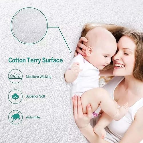 Twin Mattress Protector-Waterproof Mattress Pad Cover For Twin Size Bed Fitted Cotton, Hypoallergenic Bed Cover Mattress Cover Ultra Soft 3D Breathable Deep Pocket 8"-21" Comfort And Protection #TOP4
