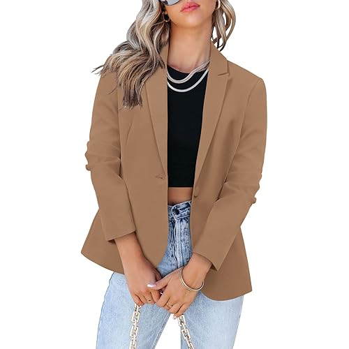 Women's Casual Blazer Suit Jackets Long Sleeve Open Front with Button Pockets