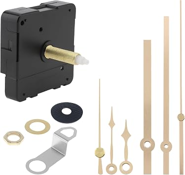 31 mm 1-1/4 inch Long Shaft Quartz Silent Clock Movement for DIY Repair with 2 Pairs Pointer Hands,Silent Sweep Seconds Mechanism Gold Hands, 31 mm 1-1/4 inch Long Shaft-24mm Thread