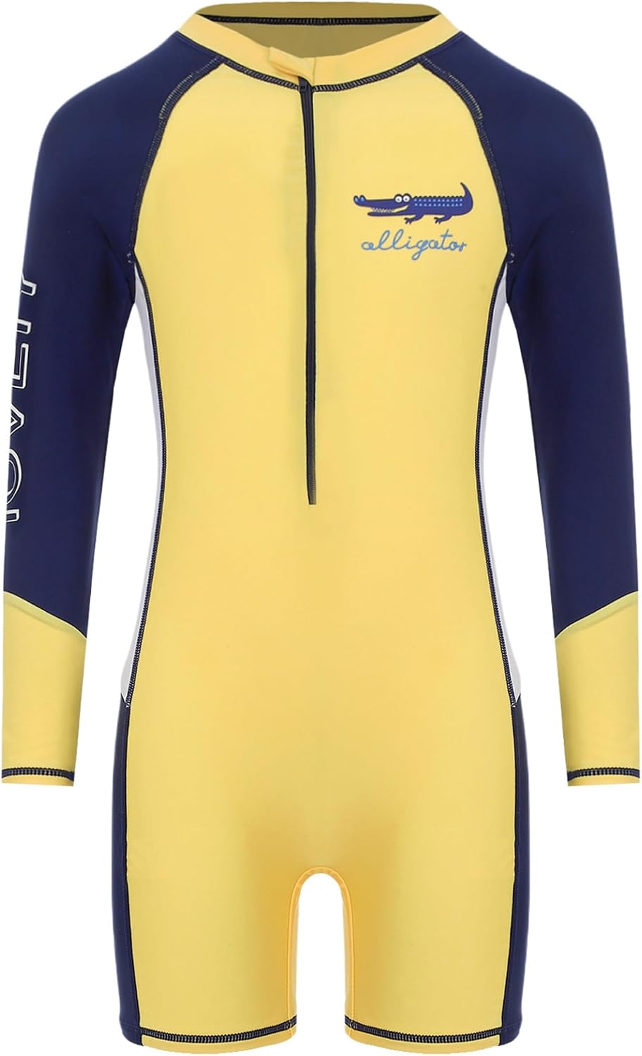 Sxiwei Kids Boys One Piece Swimwear Quickly Dry Long Sleeve Swimsuit Zipper Front Bathing Suit