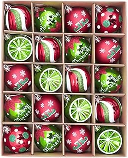 Victor's Workshop 20pcs 6cm Shatterproof Christmas Baubles, Delightful Elf Red Green and White Christmas Ball Ornaments for Christmas Tree Decoration