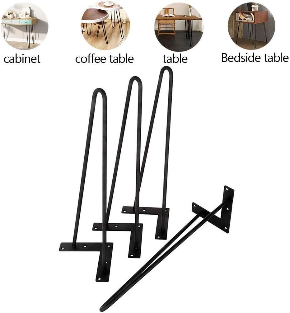 Nеw Dеаl Nisorpa 28 inch Hairpin Table Legs Heavy Duty 2 Pins Furniture Legs Black Metal Desk Legs with Rubber Caps for Coffee Table Dining Table 110Lbs Load Capacity 