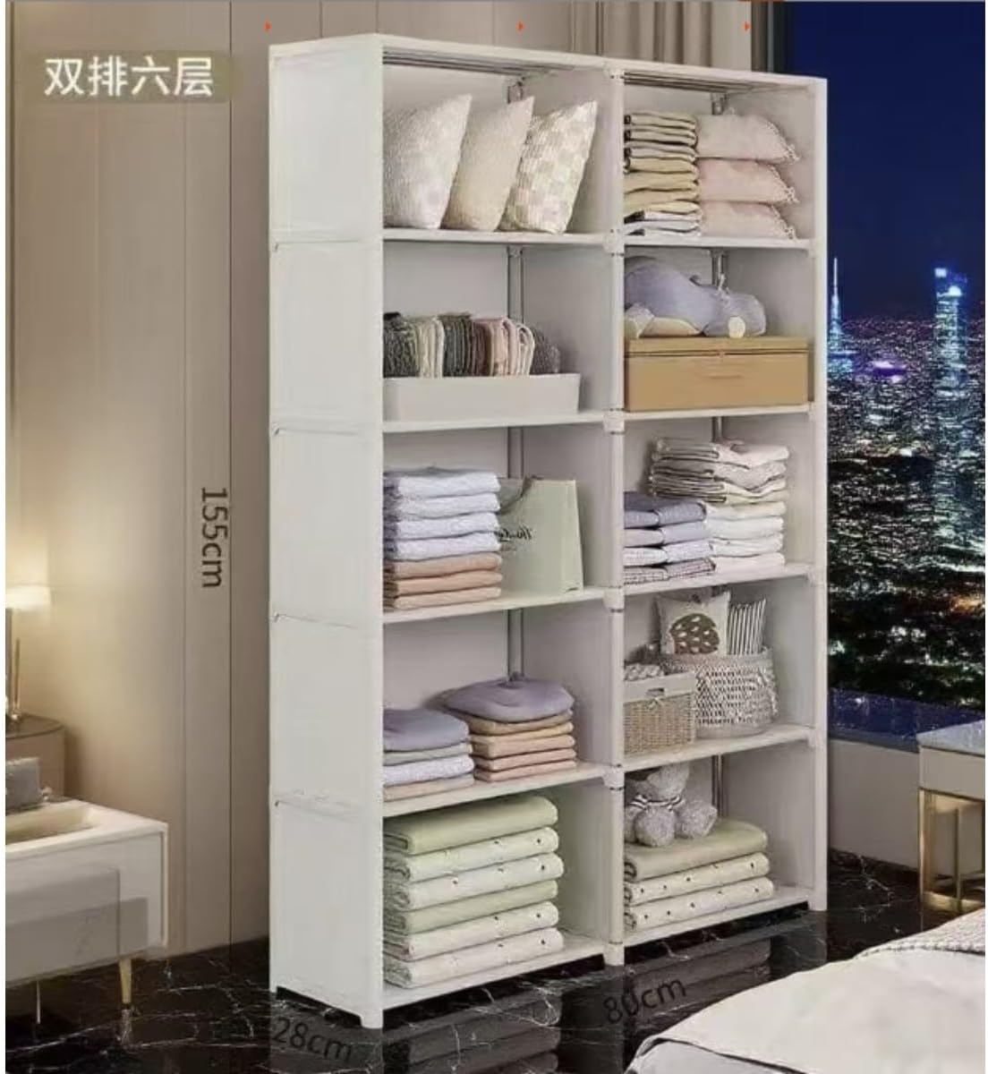 蓋付きワードローブ、大容量、組み立て簡単、衣類収納ラック、省スペース、防塵、防汚、耐久性。ワードローブ、洋服ラック、帽子、靴、衣類、