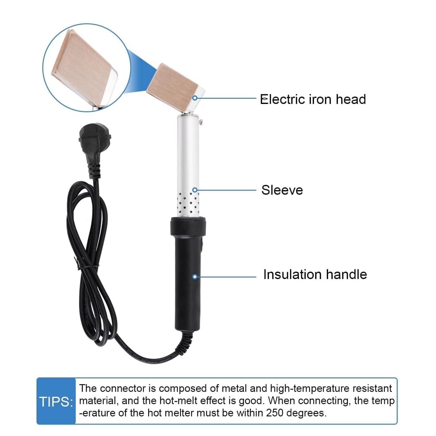 Máquina de soldadura de banda de poliuretano para correas redondas, unión de fusión en caliente con soldador, tijeras y soldador, duradera para tubos y tiras de plástico