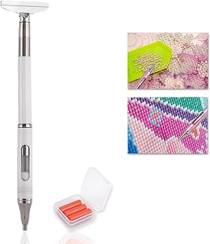 Diamond Art Painting Pen, Automatic Refillable Wax Rhinestone Picker with Metal Scraper Head, Dual-Ended DIY Embroidery Accessories for Diamond Art, Nail Art & Crafts