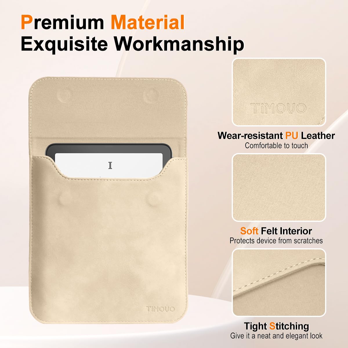TiMOVO Custodia per E-Reader, 7"/6,8" Paperwhite (12ª/11ª generazione – 2024/2021) e Colorsoft Signature Edition, Borsa Protettiva per Dispositivi Kobo, Albicocca