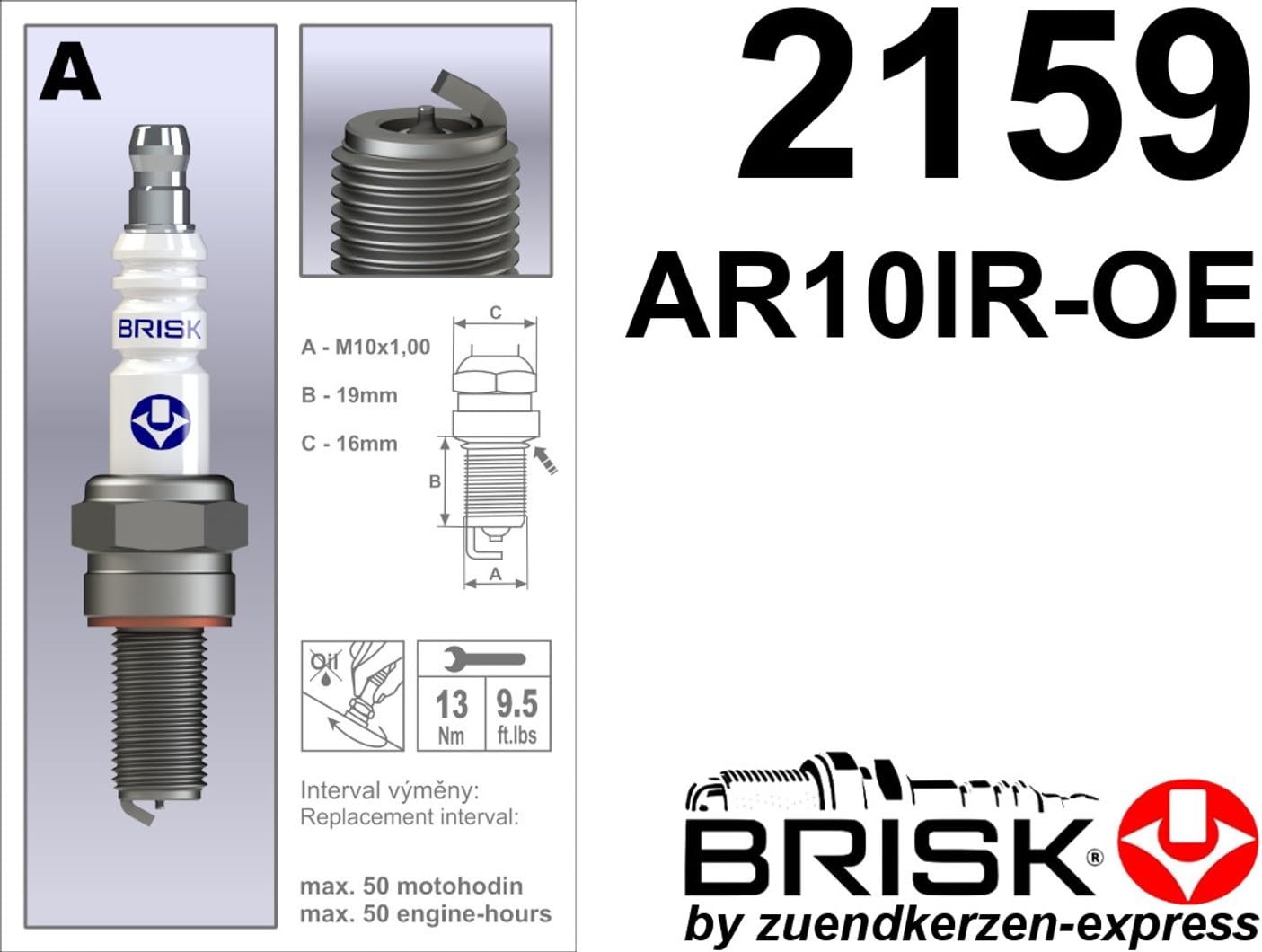 BRISK Iridium Racing AR10IR-OE 2159 Zündkerzen, 4 Stück