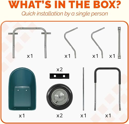 Miniatura 5 de Carretilla de 2 ruedas, carrito de patio de 330 libras de capacidad con manubrio acolchado, neumáticos de 14 pulgadas para alta estabilidad, ideal