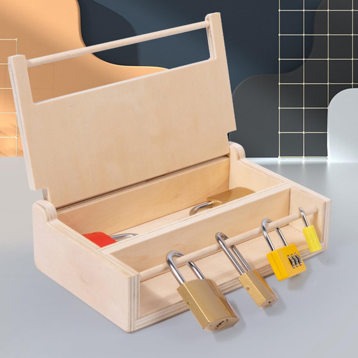 Juguete Montessori Educativo de Madera para Pequeños Caja Interactiva para Desarrollo de Habilidades Manuales Accesorio Lúdico para Bebés de Año